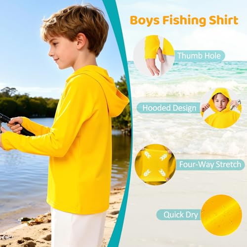 Image of Boys Rash Guard Toddler Swim Shirts Long Sleeve Kids Fishing Shirt UPF 50+ Sun Protection Swim Top with Thumb Hole