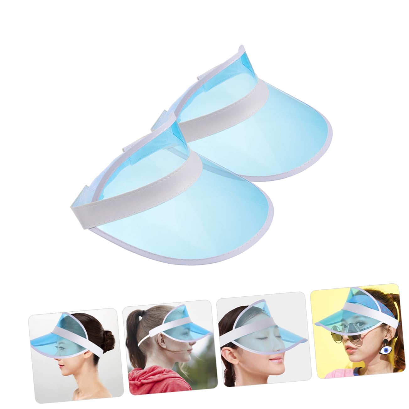 ibasenice 4 Ensembles Chapeau De Soleil Extérieur Casquette Sport Casquette Anti UV Visière pour Femme Capuchon Supérieur Creux De Randonnée Visière Femmes Plastique PP Sky-Blue 2 Pièces * 4