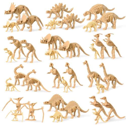 Image of ZELARO 36 Pieces Dinosaur Fossil Skeletons Dinosaur Cake Toppers Decorations, Assorted Figures Dino Bones Dinosaur Gifts for Teen Boys Adults Dinosaur Themed Birthday Decorations Party Favor