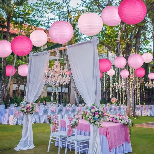 Image of 15-Pack Pink Paper Lanterns, Hanging Party Decorations