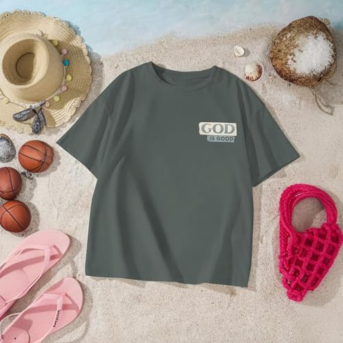 Image of KEEVICI Boys God is Good Shirt Christian Faith Shirts for Kids Jesus Beach Palm Tree Hawaiian Tshirt Graphic Tees Cotton Tops