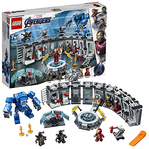LEGO 76125 Marvel Super Heroes La Salle des armures d’Iron Man, Laboratoire modulaire avec 6 Figurines de l'univers Marvel, Ensemble de Jeu