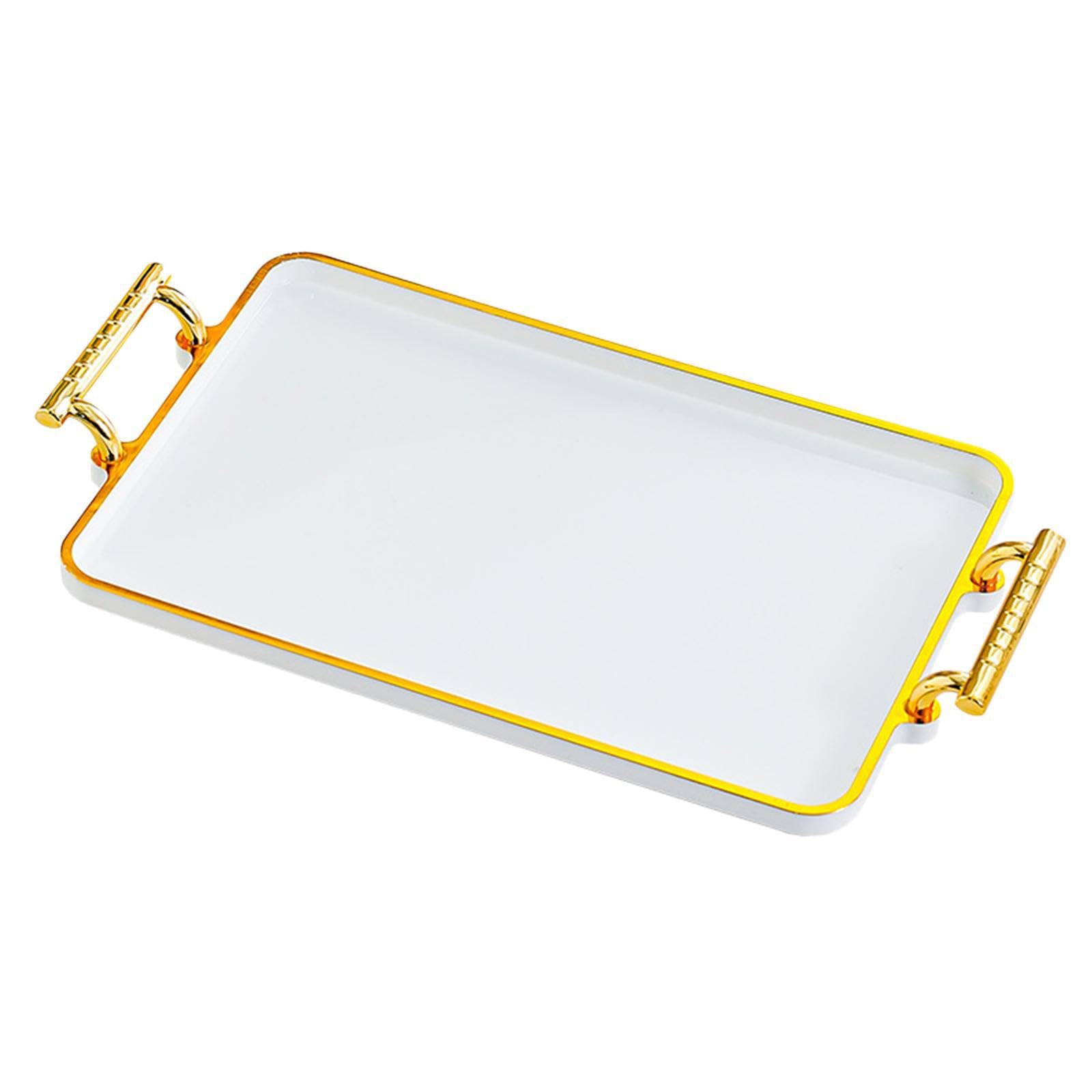LIXSAZSE Versatile Makeup Storage Tray Elegant Decorative Dresser Jewelry Organizer And Bathroom Accessories Easy To Move And Carry Makeup Soap Jewelry Dish, Porcelain white, 32x18.5x3.5cm