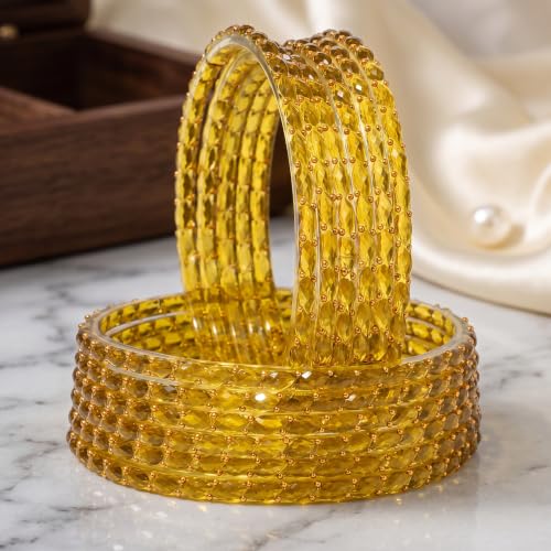 Image of Raindrop Crystal Glass Bangles, Pack of 12