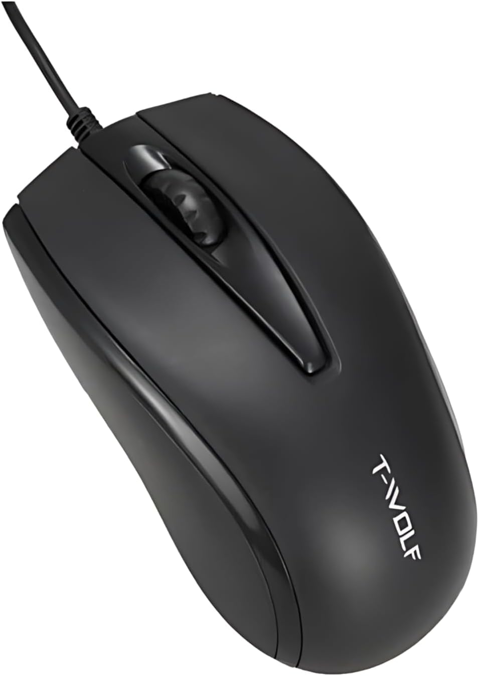 Top view of T-Wolf V1 mouse showing buttons and scroll wheel