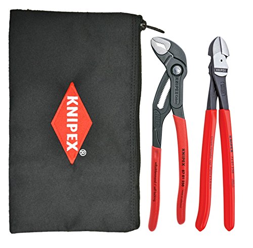 KNIPEX Tools - 2 Piece Pliers Set With Keeper (87 01 250, 74 01 250, 9K 00 19 12 US) (9K0080115US)