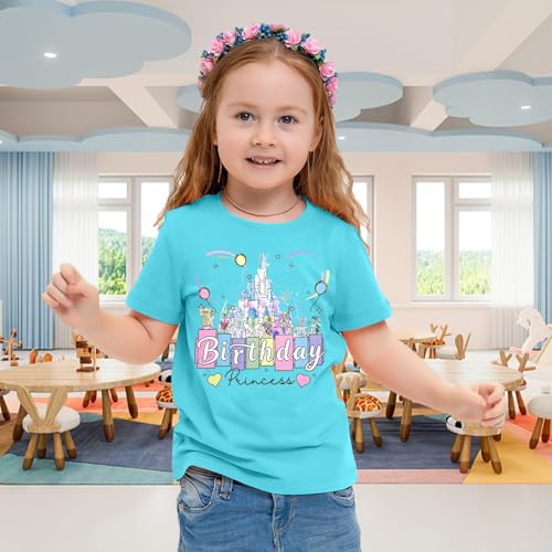 Image of Birthday Girl Shirt Kids Birthday Princess T-Shirt Toddler Girls Birthday Party Tee Cute Birthday Family Tee Tops