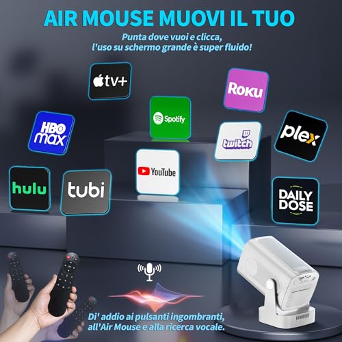 [App lntégrée & 2026 Upgraded] Vidéoprojecteur 1080P FHD 4K Projecteur Portable avec WiFi 6 et Bluetooth5.4 avec Trapézoidale Automatique, 270° Rotation, Compatibile HDMl/TV Stick/Laptop, Blanc – vue 7
