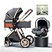 Wózki Wentylator Wózka Dziecięcego, 3 W 1 Wózek Składany Przenośny Wózek Wysoki Krajobraz Anty-szok Noworodka Z Organizatorem Wózka, Wózek Używany W 0-3 Lat, Ciemnoszary (Color : Gray)