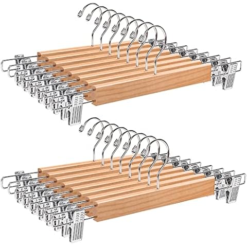 Amber Home 36cm Wooden Pants Hangers, 20pcs Cover