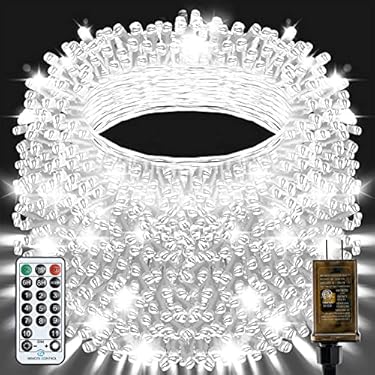 AMAZON - 1080 LED Outdoor Christmas Lights String Lights Christmas Tree Lights Waterproof Light Color Changing Christmas Lights Wedding Party Bedroom Garden Indoor Christmas Decorations (Cool White)