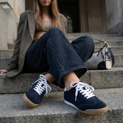 Image of CUSHIONAIRE Topcat Genuine Leather Suede Sneakers for Women, Lightweight Everyday Casual Womens Shoes with Retro Style and Cushioned Comfort