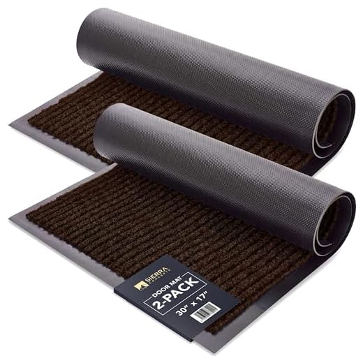 Sierra Concepts Front Door Mat Welcome Mats 2-Pack - Indoor Outdoor Entryway Mats for Shoe Scraper, Ideal for Inside Outside Home High Traffic Area, Brown 30 Inch x 17 Inch