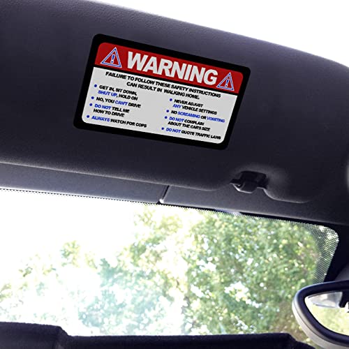 Artistic Reflection Small - Warning Funny Safety Rules - Visor Sticker Set of 2 for Mini Cooper
