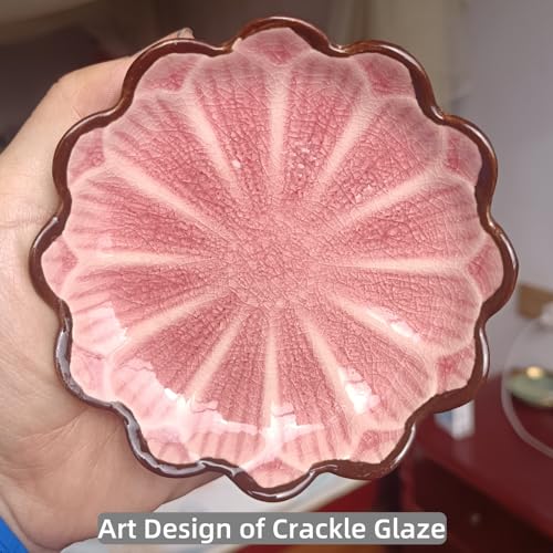 Image of Ceramic Spoon Rest for Stove Top, Flower Cute Spoon Rest for Kitchen Counter, Cooking Spoon Holder for Kitchen Counter, Utensil Rest Spatula Rest Ladle Holder Tong Rest, 1 PC (Cracks Deco, Pink)