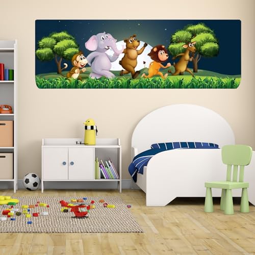 Image of Printed Split Ac Cover Indoor Unit For 1.5 Ton Capacity AC, Inner Unit Ac Cover, All Weather Cover /Attractive Digital Prints /Dustproof /Silken water-resistant Split Ac Cover (Jungle Safari)