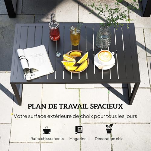 Table basse extérieure aluminium Outsunny table de jardin noire de balcon 90x50cm