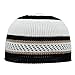 TheKufi® Soft White and Black with Brown Lines Nylon Stretchy Textured Kufi Hat Skull Cap Dotted Lines (L -23