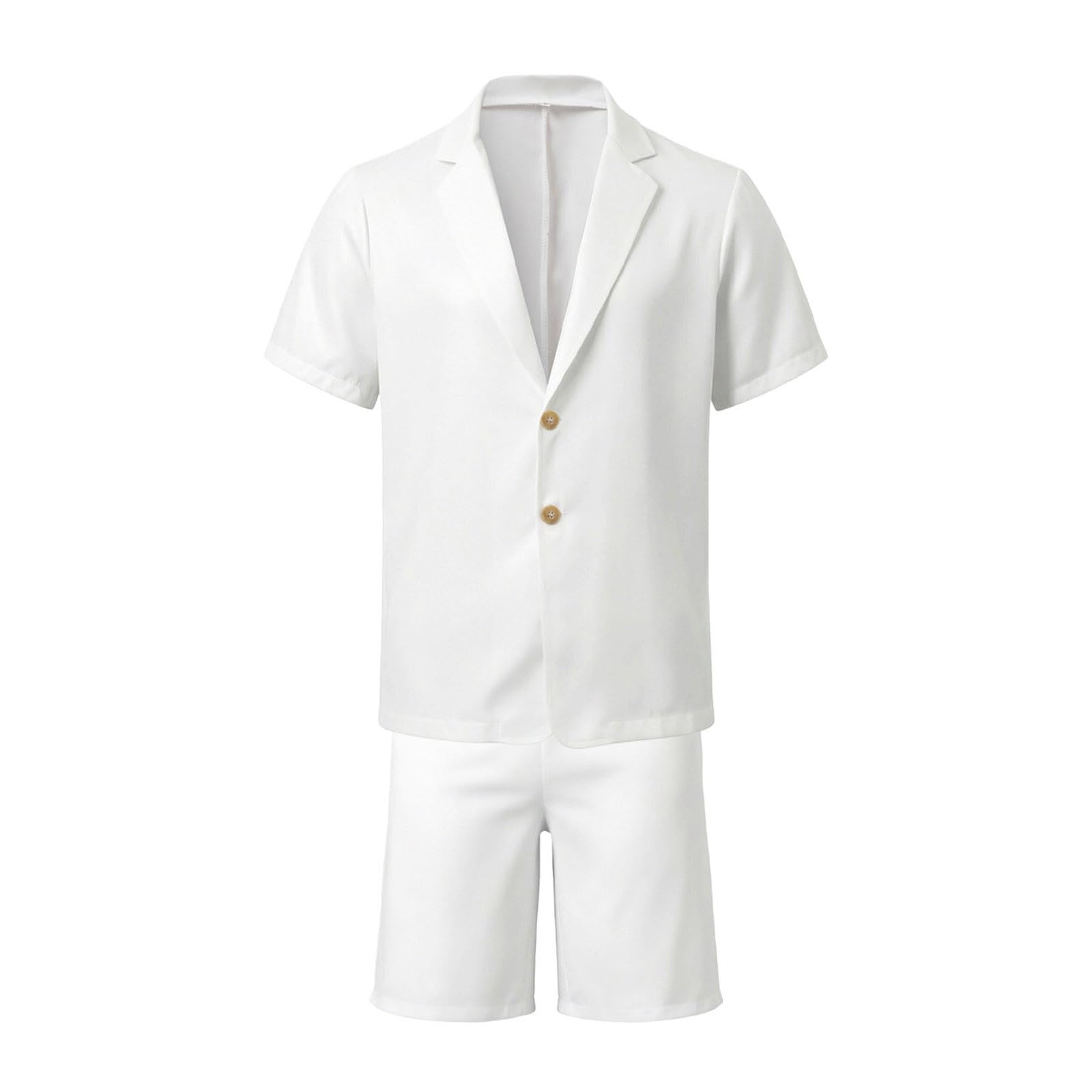 Générique Costume 2 Pièces Pour Homme Avec Veste À Manches Courtes Et Pantalon Court Pour Homme - Léger Sportif - Tenue Décontractée Pour L'Été, La Plage, Les Garçons D'Honneur, Le Mariage