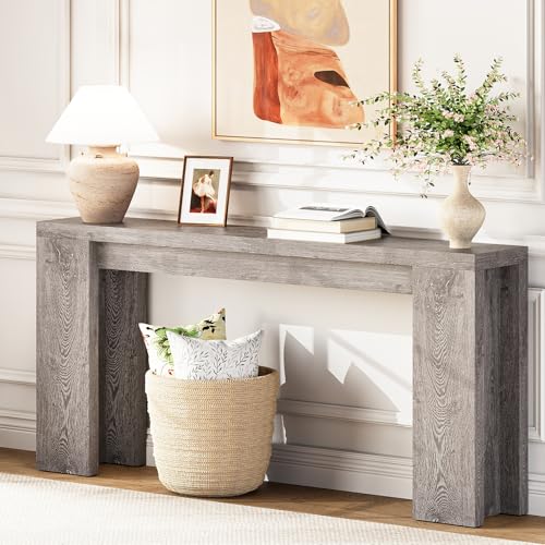 70.9 Inch Extra Long Console Table, Farmhouse Entryway Table with Thickened Base, Wood Sofa Table Behind Couch Table, Narrow Entryway Accent Table for Living Room, Hallway, Entrance, Foyer