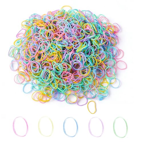 1200 Pièces, Mini Chouchous Colorés, Mini Élastiques, Petit Elastique Cheveux, Elastique Cheveux, pour Enfants, Bébé, Filles, Petites Dreadlocks, Coiffure de Mariage