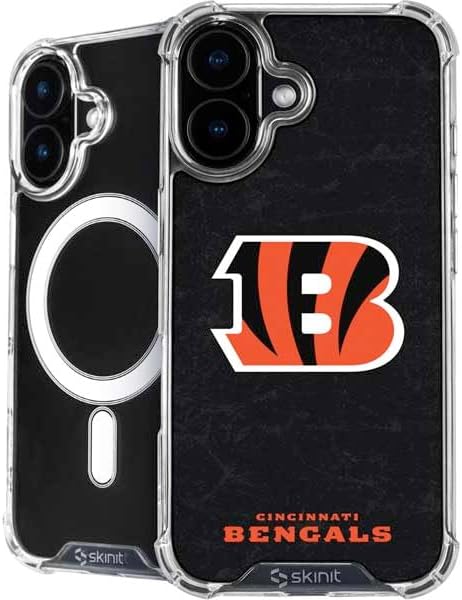 Skinit Phone Case Compatible with MagSafe iPhone 16 - Officially Licensed NFL Cincinnati Bengals - Alternate Distressed Design