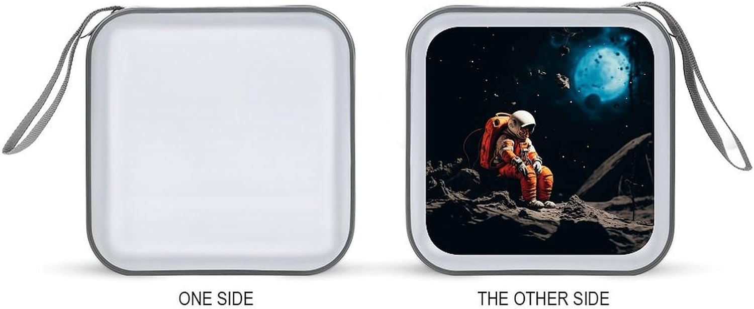 Astronaut Crashed on The Moon DVD Case 40 Capacity Protective Storage Organizer Binder Booklet Album Portable Disc Wallet Car CD Disk Holder Hard Plastic CD Cases CD DVD Case Holder
