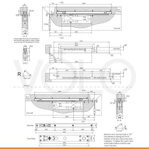 Image of VOLO Automatic Door Closer | Heavy Duty Aluminium Door Closer | Double Speed Adjustable Door Closing Device | Concealed Door Closer for Residential & Commercial Doors | 120 KG Capacity | Silver