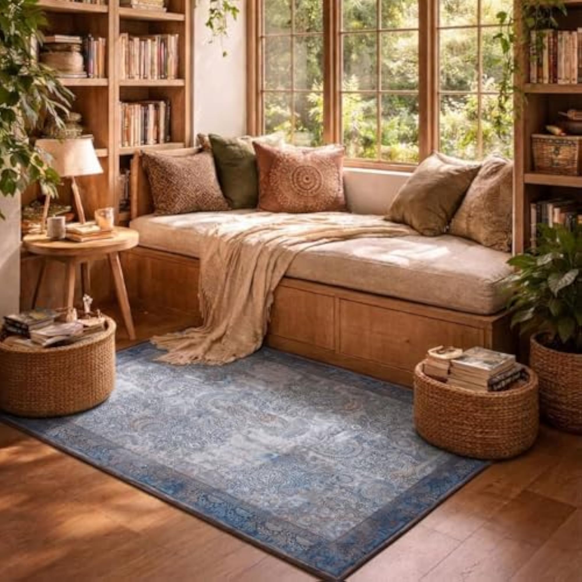 Anti Slip Rectangular Carpet for Living Room, Washable