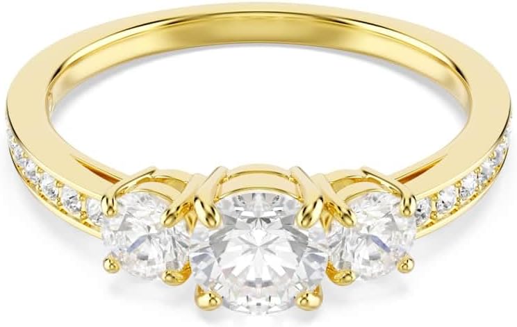 Swarovski Stilla Attract ring, Round cut, White, Gold-tone plated
