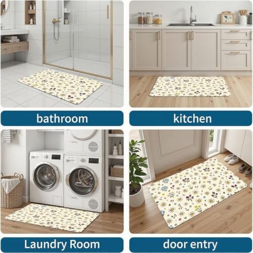 Tapis entree interieur marguerites 60x90 cm lavable