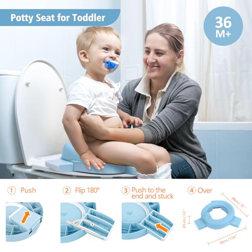 Miniatura 3 de Asiento Inodoro Plegable Para Niños 3 In 1 Orinal Portátil Reductor Wc Para Bebé Con Piezas A Prueba De Salpicaduras Adaptador Pare Casa Y Viaje Azul Color