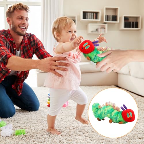 Umllpet Raupe Nimmersatt Kuscheltier, 25cm Kleine Raupe Weiche Plüschtier Baby Stofftier Spielzeug Geburtstag Geschenk für Kinder