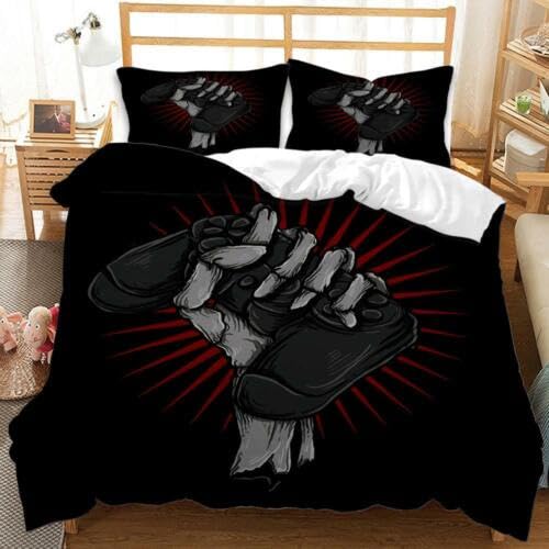 Housse de couette 220x240 manette de jeu noir anti-plis en microfibre douce pour grand lit adulte