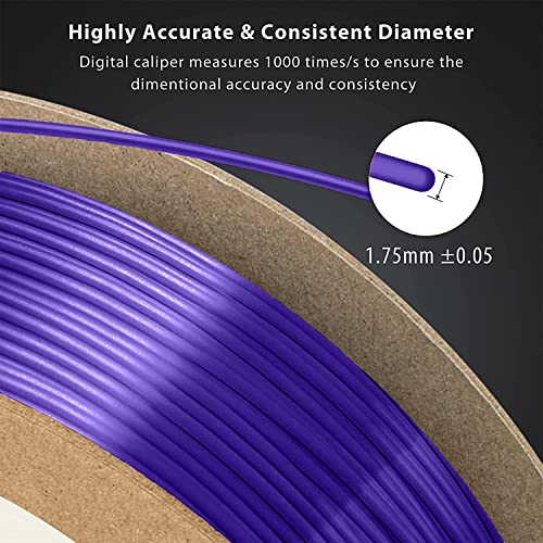 Image of DURAMIC 3D Silk PLA Filament Pure Shinny High Gloss Finish 1.75mm | 3D Printing Filament with Cardboard Spool,No-Tangling Neatly Wound Dimensional Accuracy 99% + /- 0.03mm 1KG Silk Purple