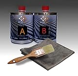 Resin Pro – Kit de reparación de resina + tejido de fibra de carbono 1 m x 1 m – rápido, sencillo y duradero, material de refuerzo, resina epoxi para laminación (500 g + 275 g) – 775 g