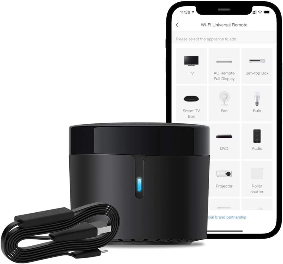 RM4 Mini IR con Cable HTS2, emisor de Infrarrojos Wi-Fi para TV, Aire Acondicionado y Audio, Compatible con Alexa y Google Home.
