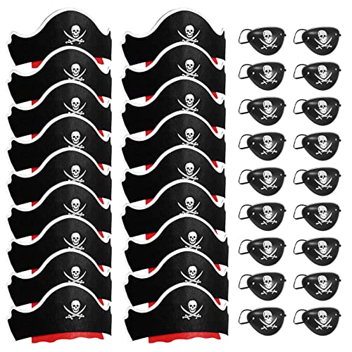 Legigo 48 Pcs Pirate Hat with Eye Mask - Classic Costume Cap Accessories for Pirate Party Cosplay...