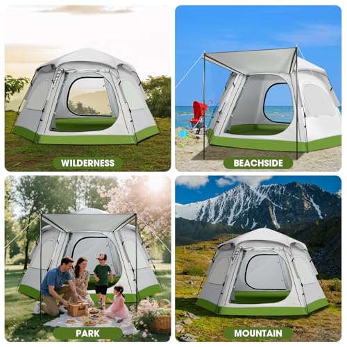 Carpa para camping de 4 personas con toldo impermeable miniatura 7