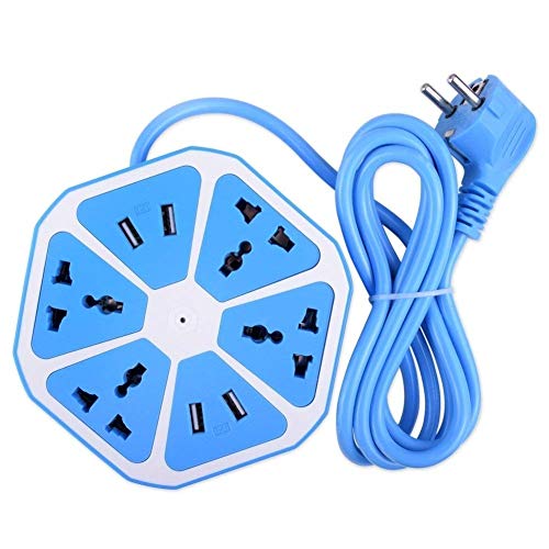 Image of Hexagon Extension Board with 4 USB Ports & 4 Universal Sockets | 2500W Heavy Duty Power Strip with Surge Protection | 1 Meter Extension Cord for Home, Office & Charging Devices (1)