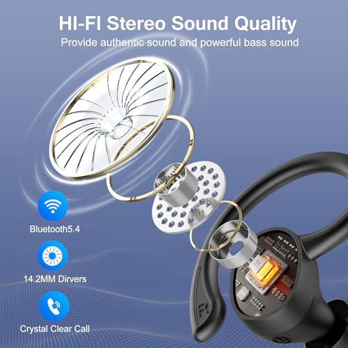 Image of Ear Buds Wireless Bluetooth Earbuds, Bluetooth 5.4 Headphones 68hrs Playtime Sport Earphones with LED Display ENC Noise Cancelling Mic, IPX7 Waterproof Earbuds with Hook for Sports /Workout /Running