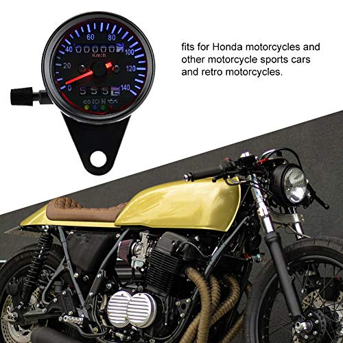 EVGATSAUTO LED Podświetlenie 12 V Motocykl Podwójny licznik prędkościomierza Zestaw Pasuje do motocykli Cafe Racer i innych motocyklowych samochodów sportowych i motocykli retro Cafe Racer