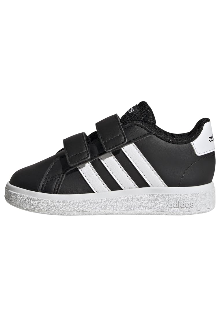 adidas Unisex Baby Grand Court Lifestyle Hook and Loop Shoes, Core Black/Cloud White/Core Black, 4 UK Child
