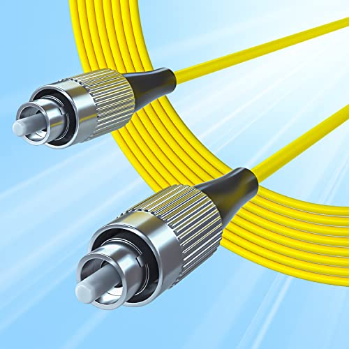 10Gtek Simplex Fiber Patch Cable - FC to FC Single-Mode Fiber Optic Cord Jumper, SMF, 9/125μm, Yellow, 15-Meter(49.2-ft), 5-Pack