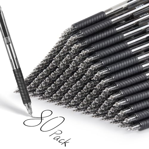 Image of Sooez 75 Pack Pens Bulk, Ballpoint Pens with Soft Grip, Medium Point 1.0mm | Retractable Black Ink Pen, Smooth Writing, No Bleed, Note-Taking & Journaling, for Nurses Servers Teachers School Office