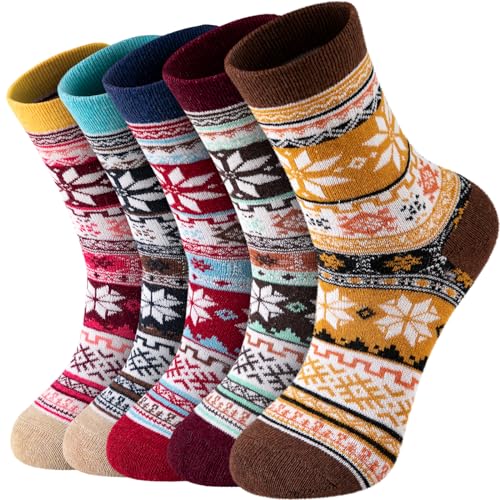 Image of Wool Socks for Women - Womens Wool Socks Winter Sock for men Warm Thick Knit Soft Vintage Casual Crew Sock