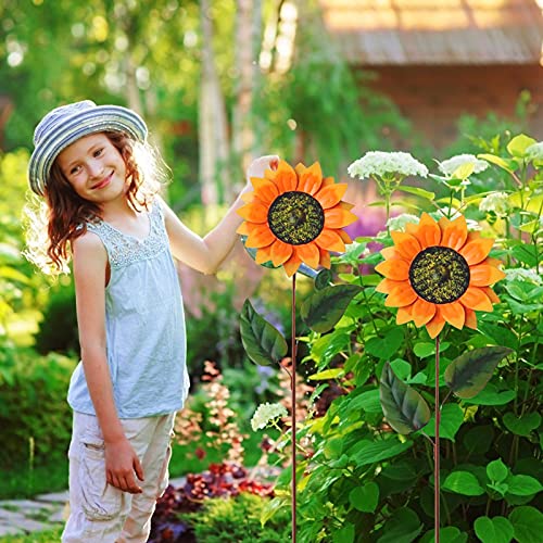 Narabb Large Sunflower Wind Spinners For Yard And Garden, Metal Sunflower Windmill For Balcony Pinwheels Patio Outdoor Decor, Garden Decoration Garden Art Artificial Flowers (Yellow 2) #TOP4