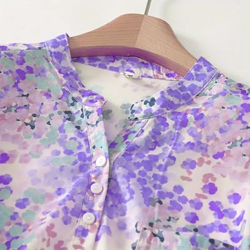 Image of Gufrina Women's Blush Pink Abstract Printed Western Top with Mandarin Collar, Half Button Placket and Relaxed Fit Sleeves