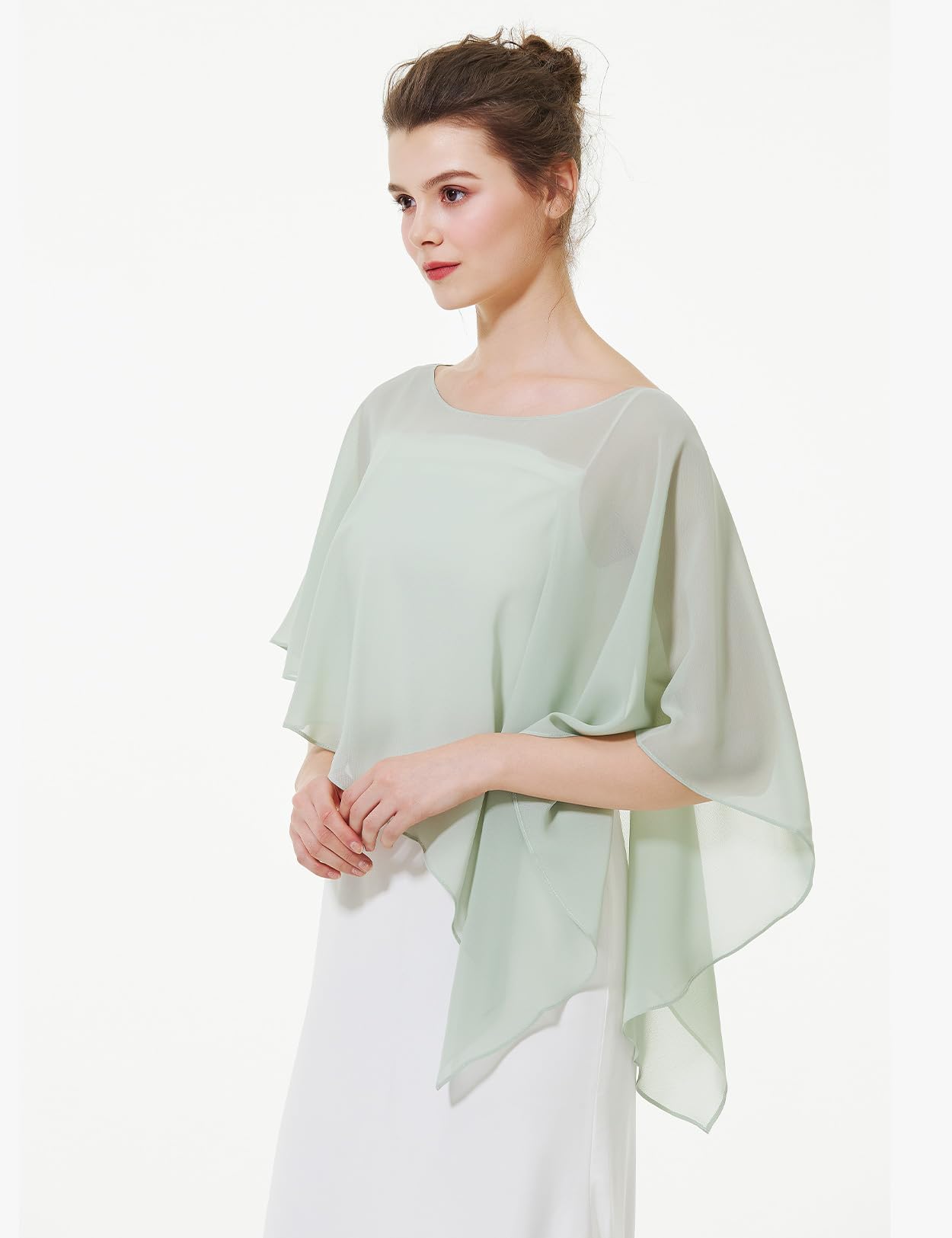 BEAUTELICATE Châle Étole en Mousseline de Soie Boléro Cape De Femme Mariée Mariage Soirée D’été Demoiselle d'honneur