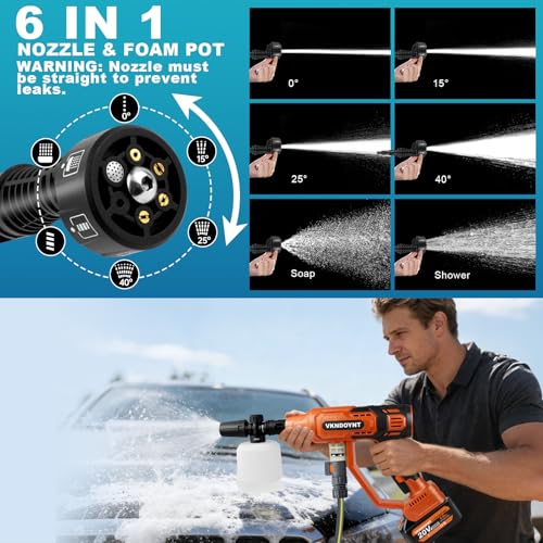 Cordless Pressure Washer with Faucet & Garden Hose Connector, 2 X 5.0AH Batteries, 2000PSI MAX Portable Pressure Washer with Brushless Motor, 4 Speed Adjustment LCD Touch Screen, 6-in-1 Nozzle - Image 7